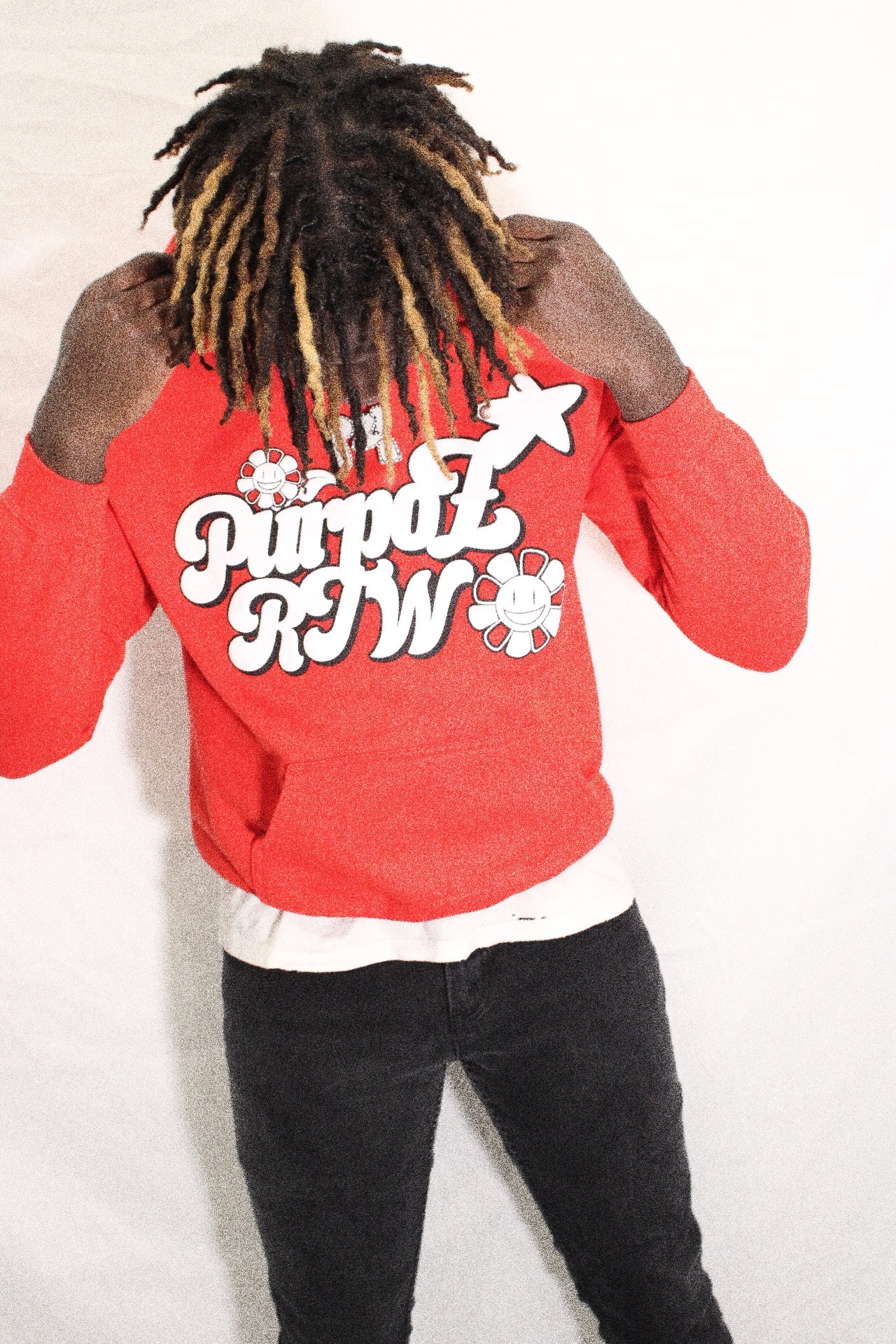 Purpoz RTW Red Puff Print Hoodie