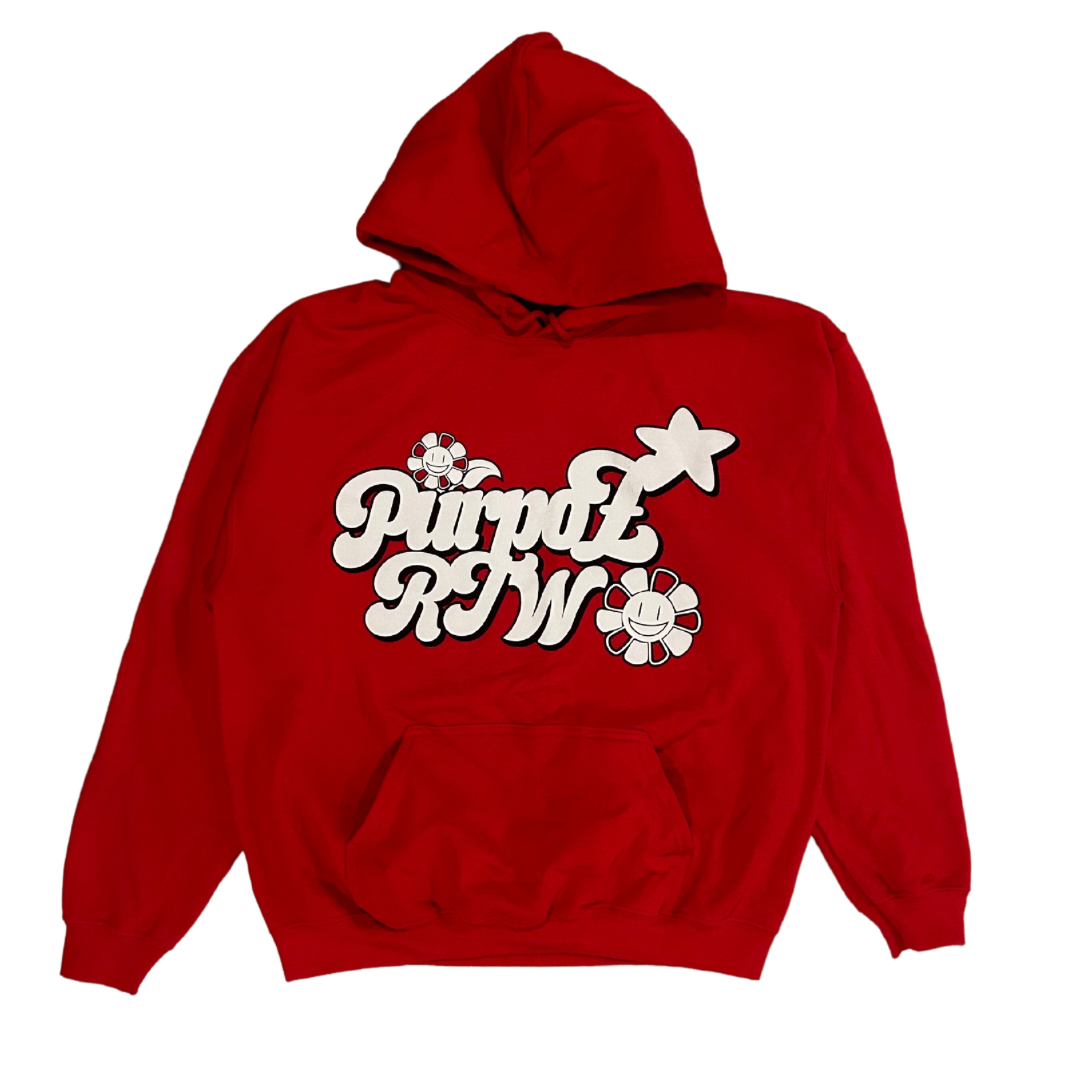 Purpoz RTW Red Puff Print Hoodie