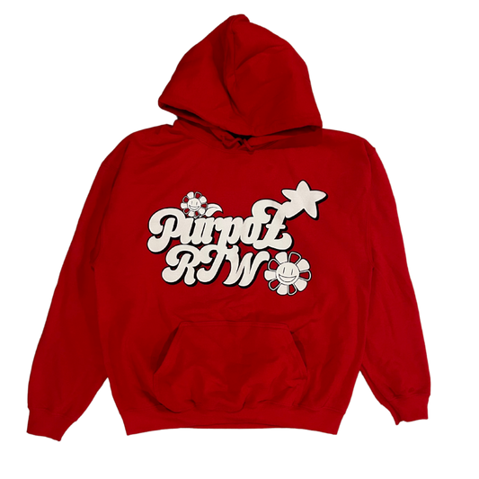 Purpoz RTW Red Puff Print Hoodie