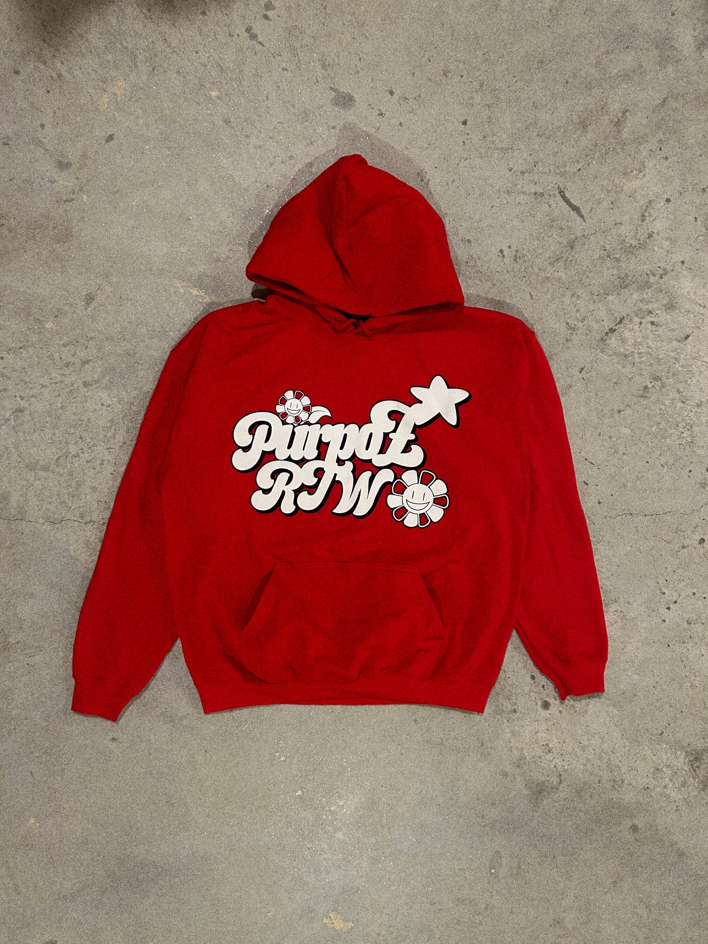 Purpoz RTW Red Puff Print Hoodie