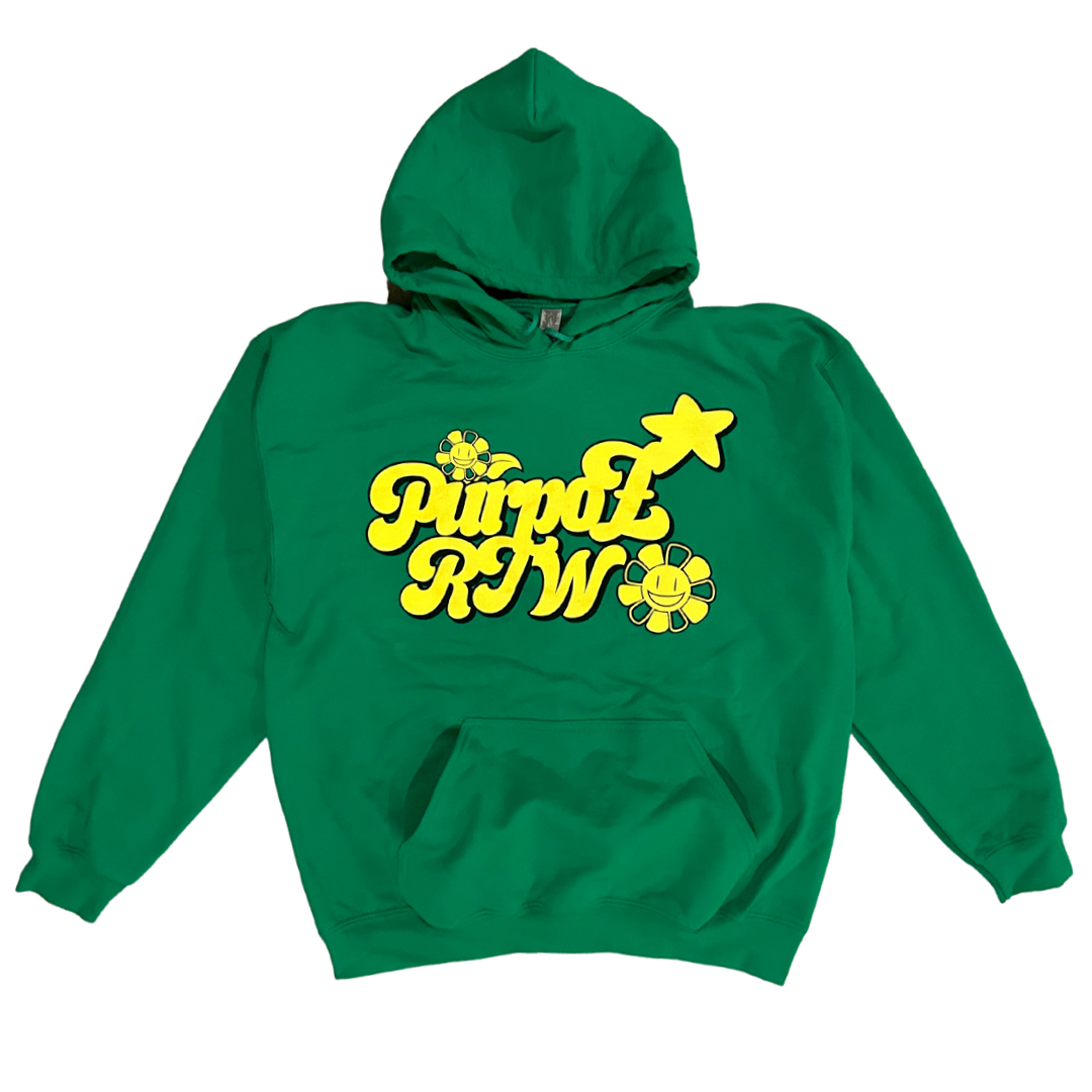 Purpoz RTW Green Puff Print Hoodie